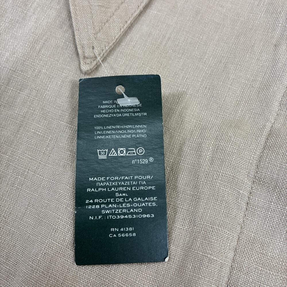 NWT Lauren Ralph Lauren Tie Front Linen Shirt Dress Sz 12 Lauren Khaki Charity - Picture 3 of 14